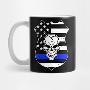 Thin Blue Line Skull Mug